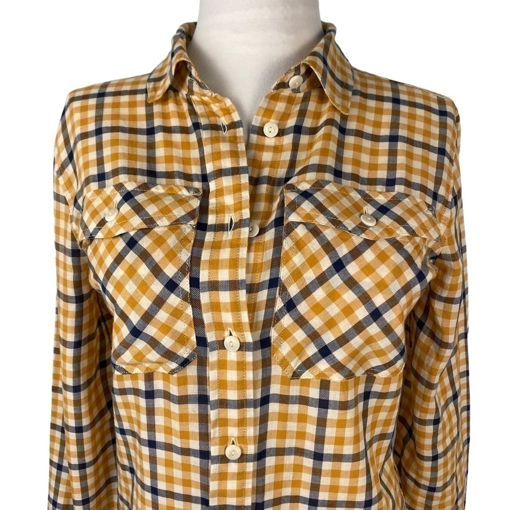 J crew checked button down long I size 2Tall